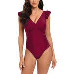 red burgundy swimsuit one piece