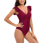 wine one piece swimsuits red burgundy swimwear