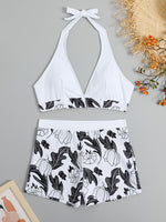 white black short set swimwear swimsuits resort style