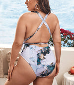 blue plus size swimsuit